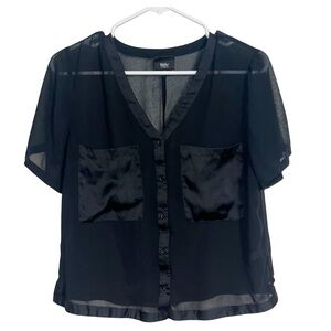 Mossimo Supply Co. Woman’s Sheer Black Short Sleeve Button Down Blouse